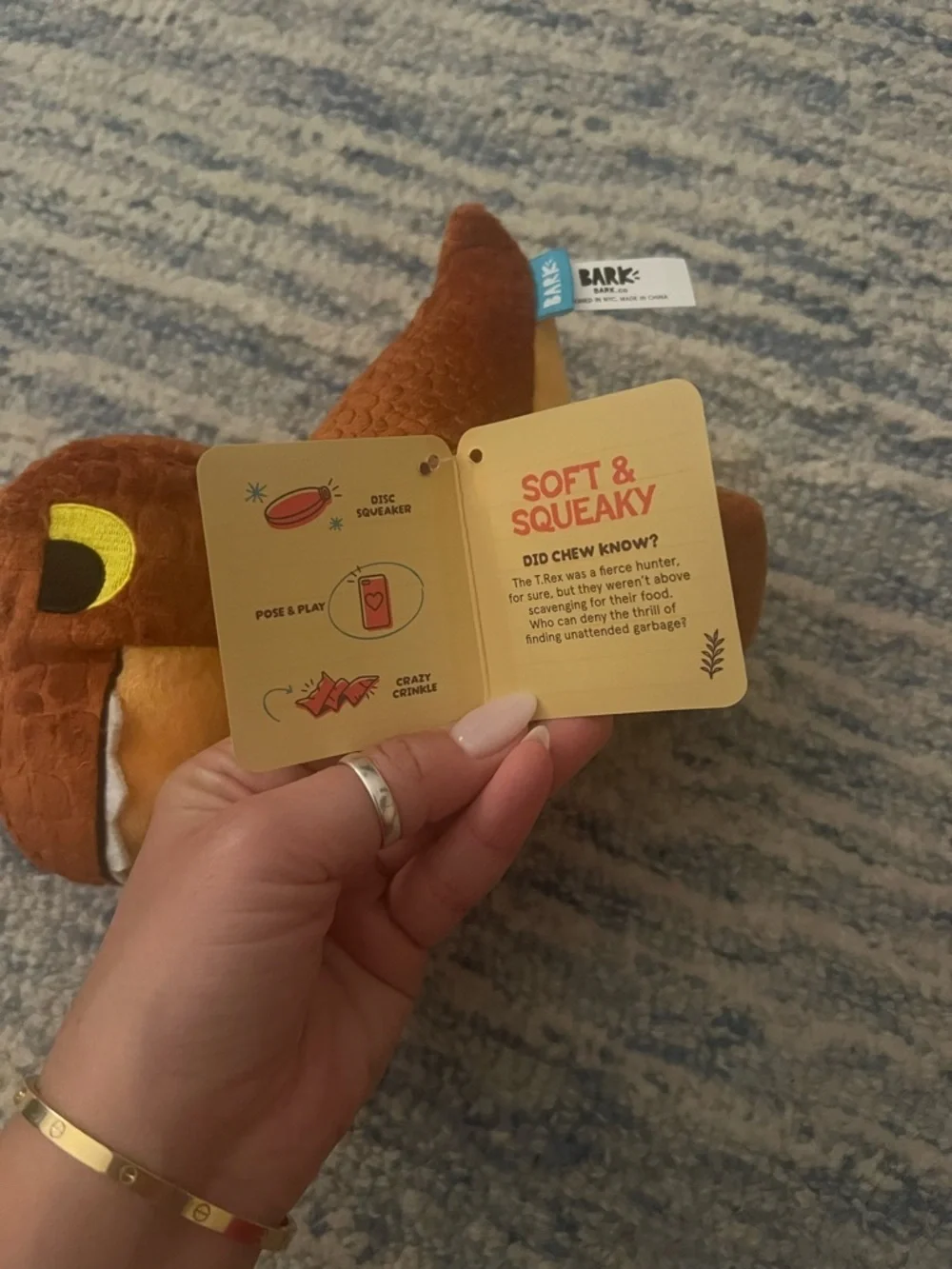 NWT Bark Tyrion Tyrannosaurus Dog Toy